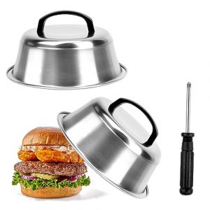 Ticeed 2PCS Cloche de Cuisson, Cloche Hamburger Cloche Chauffante Cloche à Fromage Couvercle de Barbecue avec Tournevis pour Fromage Fondu Steak Hamburger Barbecue (22x22x7.5cm) (eMeta-eHifi EU, neuf)