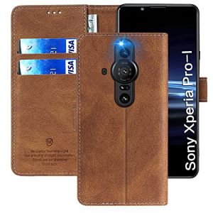 FMPCUON Etui Coque pour Sony Xperia Pro-I,[Housse en Cuir PU Premium] [Pochette de Portefeuille] [Etui &agrave; Rabat],avec Fentes pour Cartes pour Sony Xperia Pro-I,Brun (FMPCUON-EUR, neuf)