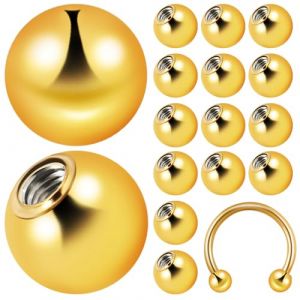 VICASKY Lot de 20 Perles Dor&eacute;es 12 X 3 MM en Acier Inoxydable pour Piercing Nombril Breloques pour Cr&eacute;ation de Bijoux Entretoises pour Bracelets Accessoires Polyvalents pour Bijoux (Covenant of Nauru, neuf)