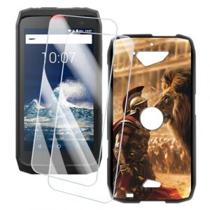 OAGELIM 2 Pack Prot&egrave;ge-&Eacute;cran + Coque Compatible avec Crosscall Action X3 (5 Pouce) Coque Impression Artistique Personnalis&eacute;e et Film Verre Tremp&eacute; (Guerrier) (MILEGAO, neuf)
