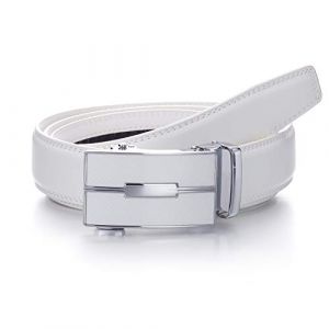 YEHMAN Ceinture sans trou en cuir avec boucle automatique à crémaillère 3 cm Homme Blanc (Taille 50/125 cm, 505 Blanc) (ceinture-et-moi, neuf)