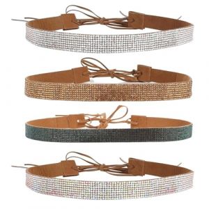 Laroal Lot de 4 &eacute;lastiques pour Chapeau de Cowboy en Strass &eacute;tincelants, Ceinture r&eacute;glable pour Chapeau de Cowboy, Bijoux Unisexe (Laroal, neuf)