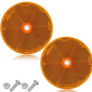 ETUKER TUKER 2pièces Catadioptre Rond à Fixer Orange,Reflecteur Remorque Ø80mm Catadioptre à Visser,Réflecteurs de Sécurité RéflecteurRond (ETUKER, neuf)