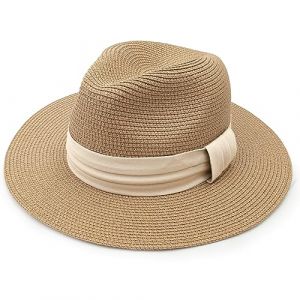 DRESHOW Femme Homme Chapeau de Paille Panama Chapeau &Eacute;t&eacute; Large Bord Chapeau de Soleil Anti-UV pour Plage Voyage Chapeau de Soleil (Dreshow, neuf)