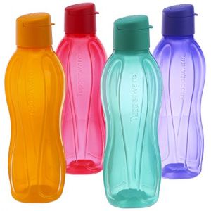 Tupper Ware Tupperware Lot de 4 bouteilles d'eau avec couvercle rabattable Multicolore 750 ml (NAVYUG STUDIO, neuf)