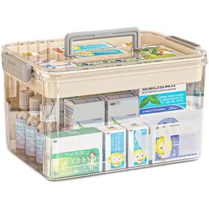 Sevitini Boite a Pharmacie, Rangement pour m&eacute;dicaments, Boite rangement medicament Maison 2 Niveaux, Portable et Pliable, caisse medicament, pour m&eacute;dicaments pour la Maison (Colsay, neuf)