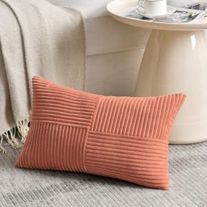 FDTERN Lot de 1 Boho Housse de Coussin 30x50 Rouge Corail,&agrave; Motif Crois&eacute; Decoration Housses de Coussin en Velours C&ocirc;tel&eacute;,Douillet Taie d'oreiller Housse Coussin Moderne pour Canap&eacute; Chambre Chaise Lit (Fdtern-eu, neuf)