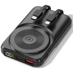 Powerbank USB-C [10.000mAh] - Batterie Externe magn&eacute;tique &agrave; Induction avec C&acirc;ble - Chargeur sans Fil 20W, Chargeur Montre 2,5W, Charge Rapide QC 22,5W et PD 20W, Entr&eacute;e Type-C int&eacute;gr&eacute;e (Umbrella GmbH, neuf)
