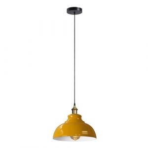 Industrielle Pendentif lumi&egrave;re, vintage Suspension m&eacute;tal Lampe Pendentif d'&eacute;clairage Pendentif Luminaire Loft Lampe Suspendue pour Restaurant Cuisine (Jaune) (LEDSONE, neuf)