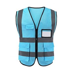 Cicilin Gilet de Sécurité, Gilet Fluo Réfléchissant et Lavable, avec Fermeture Eclair, Haute Visibilité pour Cycliste, Conducteur, Coureur, Eboueur (Lac bleu) (Cicilin-EU, neuf)