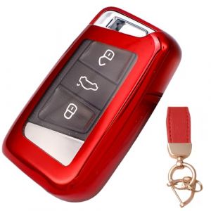 NEUHOO Accessoires de voiture pour Skoda Karoq | Sportline 2017-2024 2025 - Coque de clé et porte-clés - En silicone - Rouge (Shenzhen Puxin Electronics Co., Ltd., neuf)
