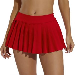 Eisnnu Femmes Mini Jupes Couleur Unie Sexy Jupe Plissée Super Courte,Noire,Longueur de la Jupe 25CM,pour Cosplay,Club,fête (Eisnnu, neuf)