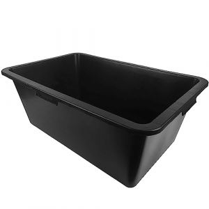 BAUSTER® Bassine de construction en plastique noir - 80 litres - Bac à mortier robuste pour chantier, jardin, rénovation - Incassable et résistant au gel - Rectangulaire (Shop_Bauster, neuf)