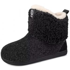 GURGER Chausson Montant Femme Hiver Chaussons Bottes Homme Chaud Peluche Fourrure Chaussons Bottines Feutre Pantoufles de Maison Hautes Mixte Adulte Noir Taille 40 41 (DOSYIKES, neuf)
