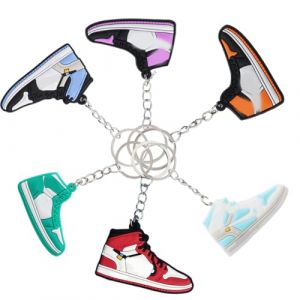 EAVUYIS Porte Clés de Basket-ball Chaussures, 6 Pcs Porte Clés de Chaussures de Sport, Porte-clés Sneaker pour Voitures Sacs à Dos Maison Bureau (LI ZHONGCHEN OUZHOUDIAN, neuf)