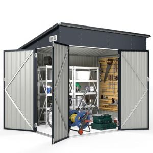 COSTWAY Abri de Jardin en Métal 7 m³, Cabane Jardin Exterieur en Acier Galvanisé 3,6 ㎡ avec Loquet, Porte avec Serrure et Clé, Toit en Pente, 4 Gants, 2 Trous d’Aérations, Abri Exterieur (FDS GmbH, neuf)