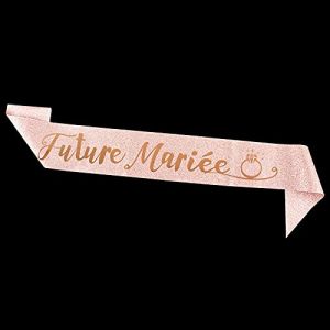 Écharpe Future Mariée Bride To Be Rose Ceinture Bande Ruban Écharpe EVJF en Polyester Épais Accessoire Déguisement Décoration Party pour Enterrement de Vie de Jeune Fille Lettre Or Rose (BAIJIANG, neuf)