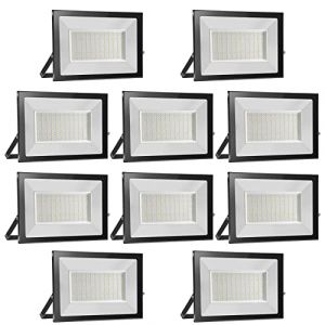 Lot de 10 Projecteur LED 150W 15000LM, 6000K Blanc Froid Super Lumineux, Spot Ext&eacute;rieur, Lumi&egrave;re de S&eacute;curit&eacute; IP65 &Eacute;tanche Verre Tremp&eacute; &agrave; Grain Fin, Floodlight pour Entr&eacute;e Terrasse Square Usine (Zoelight, neuf)