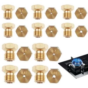 TREABEAR 10Pcs Gicleur Gaz Butane, Gicleur Gaz De Ville, 2×0.5mm, 2×0.87mm, 2×1.02mm, 4×0.7mm Gicleur Gaz Bouteille Universel pour Bruleur Gaz Gaziniere Gaz, Cuisiniere Gaz Four Gaz (Treabear lucky shop, neuf)