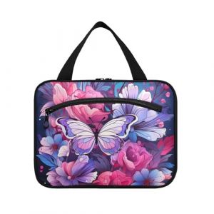 Linnyio Loup Dor&eacute; Hurlant Trousse de Toilette de Voyage Suspendue Maquillage,Grande Capacit&eacute; Pliable Rangement Sacs de Lavage pour Femmes Filles (Linnyio, neuf)