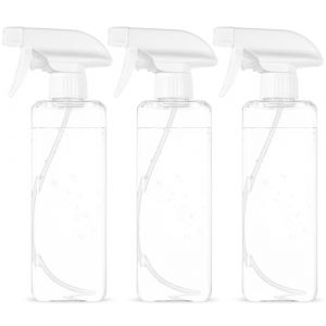 3 Pcs 500ml Flacons Pulv&eacute;risateur, Bouteille Spray Vide Vaporisateur Eau, Flacon Spray Bouteilles en Plastique pour Nettoyage M&eacute;nage Jardinage Plantes Cheveux Coiffeur(Carr&eacute;s, Blancs Transparents) (XieXieLiMaoYi, neuf)