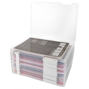 SHUESS Lot de 6 bo&icirc;tes de rangement portables A4 en plastique transparent avec couvercle, bo&icirc;te de rangement A4 pour documents, lettres, albums, magazines (LI GUANYANG, neuf)