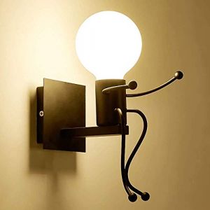 Moderne Led Applique Murale Industrielle Rétro Appliques Chambre Creative Petit Peu Applique Murale Éclairage Intérieur En Métal Led Lampe De Chevet Pour Chambre D'Enfants-Noir Tête Unique (xindaxin, neuf)