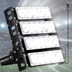 Spolehli Projecteur de stade LED 200W 26000lm 6500K Stadium Flood Light IP66 étanche AC100-265V pour stade, aire de jeux, quai, place, éclairage de zone extérieure (Spolehli EU, neuf)