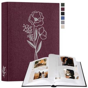 Lanpn Album Photo Scrapbooking, Petit Lin DIY Album 60 Pages Blanches Avec S&eacute;parateurs de Cellophane, Pour Photos 9x13cm 10x15cm 13x18cm (Violet, 19x27 cm) (BILLIONRVL, neuf)