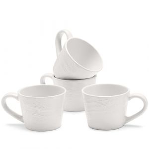 Navaris Tasse a cafe - Lot 4x tasse a the 350 ml en grès diamètre 10 cm avec poignée - Mug avec design tissé texturé pour café thé chocolat chaud boisson petit-déjeuner (SX-Commerce, neuf)