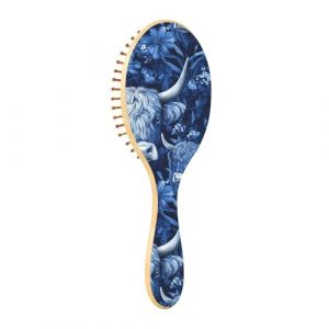 Brosses &agrave; cheveux en bois de vache &eacute;cossaise, bleu roi, image sans couture, motif pagaie en bois, brosse &agrave; cheveux en bois pour femme, brosse &agrave; cheveux de massage en bois (GuiMinG, neuf)