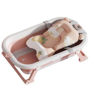 Baignoire Bébé Pliable Avec Transat De Bain Pour Bebe & Thermomètre Intégré, Baignoire Enfant Avec Siege De Bain Pour Bebe, baignoire Bebe Sur Pied,Canard jaune gratuit-rose (Willanmd, neuf)