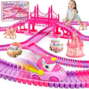 iKidiki Cadeau Fille 3 4 5 6 7 8 Ans Anniversaire, Circuit Voiture Enfant Licorne Jouet Fille 3 4 5 6 7 8 Ans Circuit Voiture Electrique Jeu Filles 3-8 Ans Train Electrique Enfant Cadeau Noël 3-8 Ans (Haogoods SHOP, neuf)