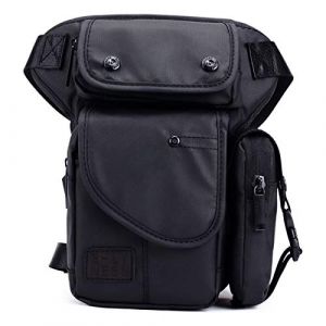 Neuf pour Homme Imperm&eacute;able Oxford Militaire Tactique D'&eacute;quitation Sac Banane Drop Tour De Taille Sac De Jambe, Noir, #08noir, M (XieBen, neuf)