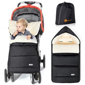 Ivywind Chanceliere Bebe Poussette, Imperméable Chanceliere Universelle pour Poussette avec Fermetures Éclair Réglable, Hiver Chancelière Poussette, Lavable et Détachable, Chaud, Noir & Blanc (IvyWind Store, neuf)