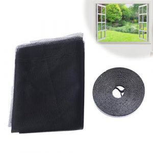 MEXRUMI 1 Pièce Moustiquaire Fenêtre Écran Filet Écran Insecte Moustiquaire Fenêtre Enroulable Diy Filet Moustiquaire Auto-Adhésif Découpable Avec 1 Rouleaux Auto-Rubans Adhésifs (130 * 150Cm Noir) (Redifirm OU-2, neuf)