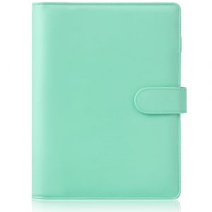 HAUTOCO Classeur a5, en cuir synthétique, Classeur a5 6 anneaux Cover pour papier et carnet de notes rechargeables A5 Organiseur Planificateur Reliure(papier intérieur non inclus), vert menthe (Hautoco Online, neuf)