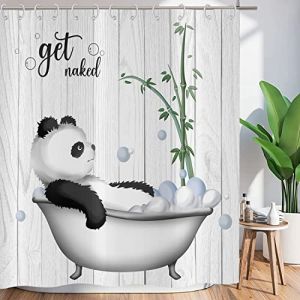 ASDCXZ Rideau de Douche Funny 180x200 cm, Panda Prend Un Bain dans la Baignoire Funny Blanc Lavable Textile Rideaux de Tissu Rideaux de Douche imperm&eacute;ables pour Baignoire avec 12 Crochets (Qingjuan Trade, neuf)