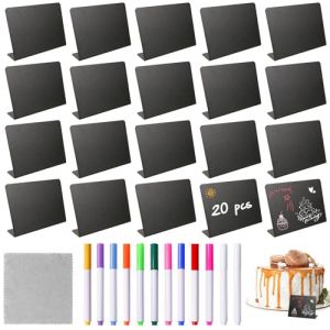 KATLINNA 20 Pi&egrave;ces Mini Tableau Noir, Petite Ardoise Noire en Forme de L avec 12 Marqueurs &agrave; Craie, Mini Tableau Noir Ardoise Est Facile &agrave; &eacute;Crire, Effacer Pour Buffet Mariage, Boulangerie, F&ecirc;Te (KATLINNA, neuf)