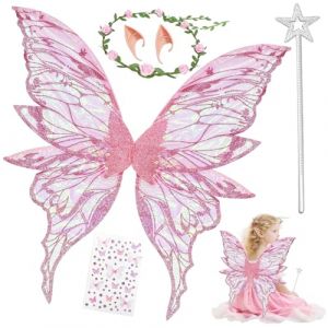 BAISHUWU Costume d'ailes de f&eacute;e, Ailes de f&eacute;e Enfants, Ailes de f&eacute;e Filles, Ailes de F&eacute;e Adulte, D&eacute;guisement Ailes De F&eacute;e Femme, Ailes de Papillon de f&eacute;e, Ensemble d'ailes De F&eacute;e, pour Femme, Cosplay (Kangteni-EU, neuf)