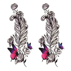 3 pcs Tatouage Ephemere Plume Rose Papillon Césarienne Cicatrice Tatouage Temporaire Femme Vertical Et Horizontal Étanche Couverture Cicatrice Tatouage Temporaire (PEKNUX, neuf)