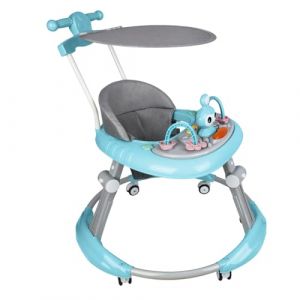 Trotteur B&eacute;b&eacute; Pliable pour Nourrisson de 6 &agrave; 18 Mois - Trotteur pour b&eacute;b&eacute; avec Roues Silencieuses pour Enfant Gar&ccedil;ons et Filles - Hauteur R&eacute;glable, Rangement Facile-70 * 70 * 91cm- Bleu (Hechheu, neuf)