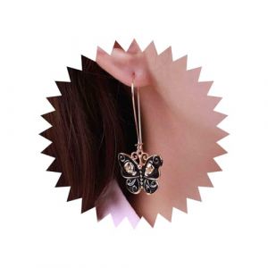 Yienate Boucle D'oreille Punk Papillon T&ecirc;te De Mort Pendante Breloque Papillon Or Noir Longues Boucles D'oreilles Pendantes &Agrave; Crochet Boucles D'oreilles Gothique Bijoux D'halloween Pour Femmes (Yienate, neuf)