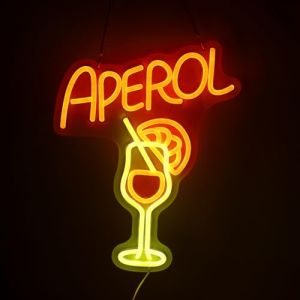 Enseigne n&eacute;on cocktail Aperol pour d&eacute;coration de bar, 30 x 38 cm, &eacute;clairage n&eacute;on LED avec suspension, enseigne murale pour salon, bar, f&ecirc;te - Enseigne lumineuse LED flexible et s&ucirc;re (Hanliyang, neuf)