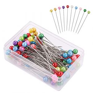 Grevosea 100PCS épingles colorées avec tête epingles à couture epingles Droites en verre épingles en acier coudre billes de verre pour la couture quilting Et l'artisanat de fabrication de bijoux-40mm (Dxjie, neuf)