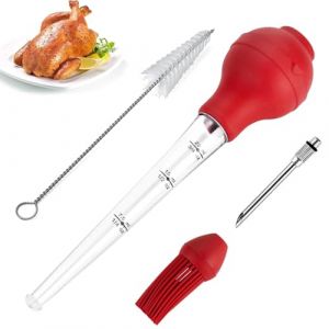 Poire à jus et Brosse,Seringue à rôtir Poire à Sauce Poulet Turquie Barbecue avec Brosse de Nettoyage pour Barbecue, Viande, Bœuf, Poulet (Tyunke99, neuf)