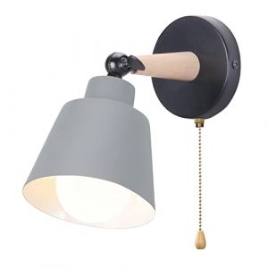 iDEGU Applique Murale Rétro Vintage E27 Luminaire Plafonnier Industriel en Bois et Métal Réglable Lampe Murale Interieur avec Interrupteur Applique Moderne pour Chambre Couloir Cuisine Salon (Gris) (IDEGU, neuf)