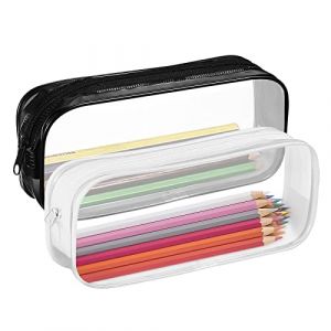 HORJOR Trousse Transparente Scolaire Trousses &agrave; Crayons Transparent PVC Grande Capacit&eacute; Trousse Scolaire De Maquillage pour Enfants, Adultes et Scolaires 2 Pi&egrave;ces (GULIJIN LIMITED, neuf)