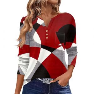 Pull Femme Tenue De Sport Cachemire Tee Shirt Manche Longue Hiver Chaud Chic Et Élégant Vetement Couple Long Combinaison Moulante Chemise 2 en (1-Deep Rouge,L) (MICKURY, neuf)