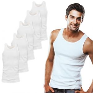SGS Lot de 5 Debardeur Homme - Maillot de Corps 100% Coton - Toutes Tailles Disponibles - Lot de Marcel Homme Blanc & Noir ou Multicolore (SGS "Preise inkl. MwSt", neuf)